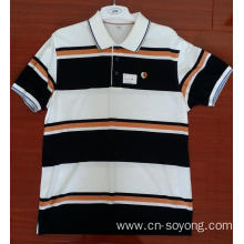 Cotton Yarn Dyed Engineering Stripe Polo Shirts